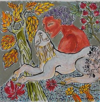 le bestiaire de Chantimaje -rouge et blanc Technique mixte sur papier- 25 x 25 cm 2025.jpg