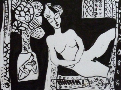 femme endormie et sciapode encre sur papier 36cmx 48.5 cm année 2010 250 euros.jpg